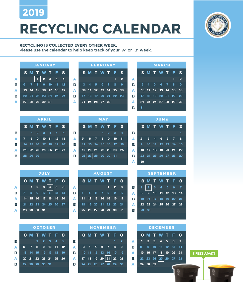 2019 recycling calendar